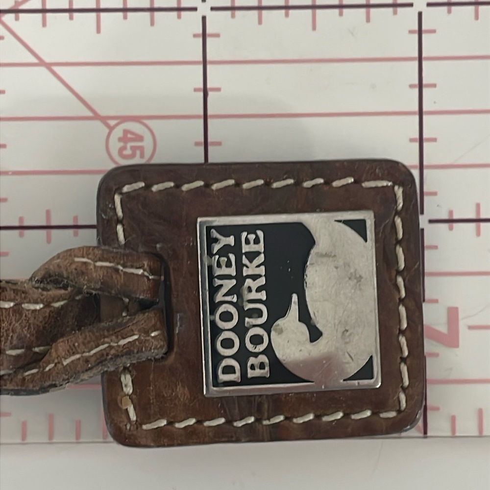 Dooney & Bourke Leather Hang Tag Charm Fob Silver Black - Picture 3 of 4